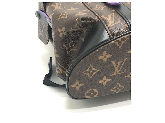 Zaino Christopher PM Monogram Macassar Louis Vuitton Marrone Porpora Monogramma - vista 7