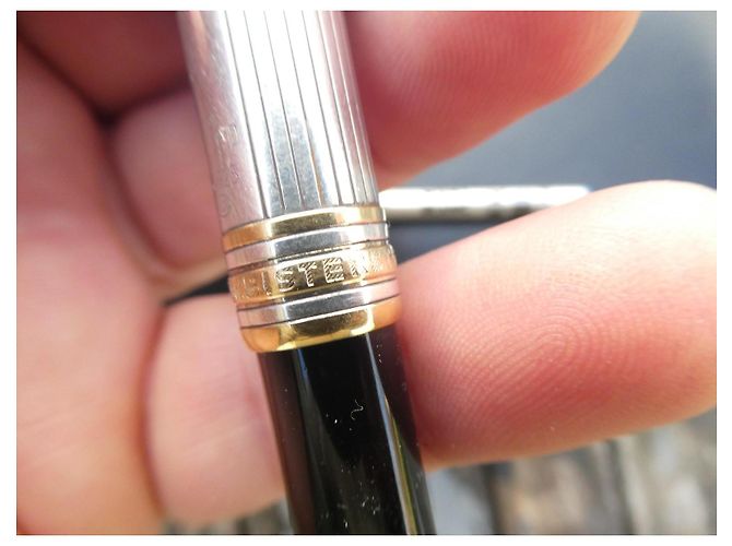 Montblanc Kugelschreiber mit Box und neuer mittlerer blauer Nachfüllung Silber Hardware - Ansicht 5