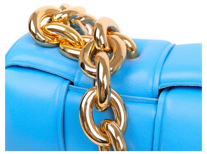 BOTTEGA VENETA - Borsa a spalla Chain Cassette in pelle liscia blu - vista 4