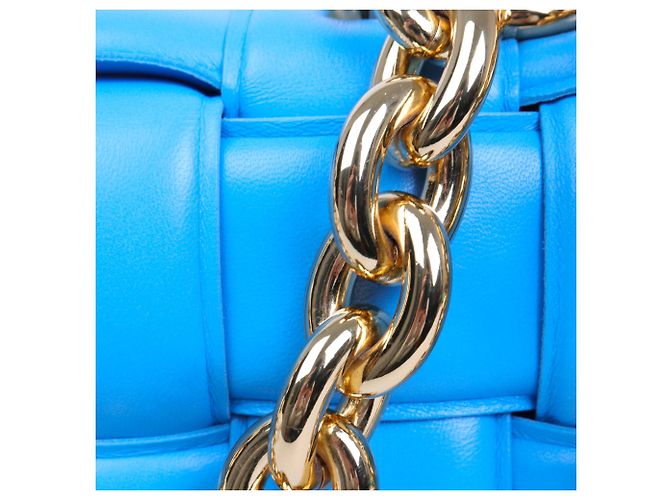 BOTTEGA VENETA - Borsa a spalla Chain Cassette in pelle liscia blu - vista 5