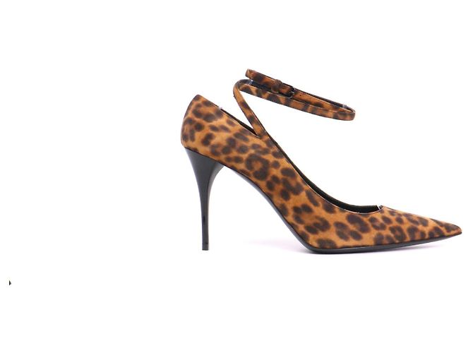 SAINT LAURENT - Décolleté Lexi in suede leopardato (Taglia 36.5) Marrone - vista 2