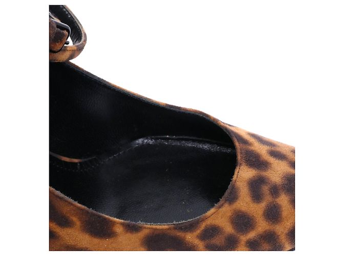 SAINT LAURENT - Décolleté Lexi in suede leopardato (Taglia 36.5) Marrone - vista 3