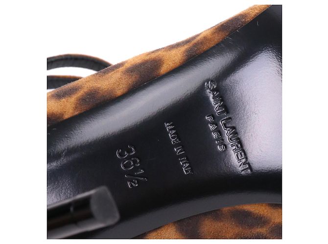 SAINT LAURENT - Décolleté Lexi in suede leopardato (Taglia 36.5) Marrone - vista 5