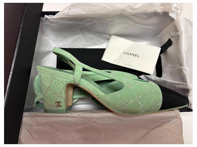 Cambon Slingbacks di Chanel Nero Verde - vista 10