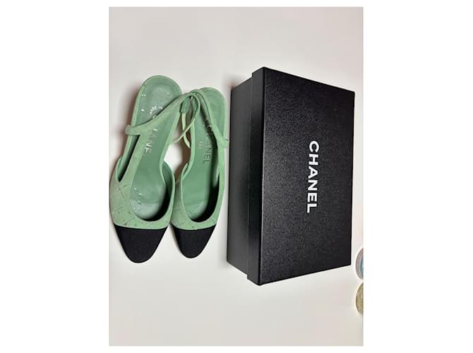 Cambon Slingbacks di Chanel Nero Verde - vista 2