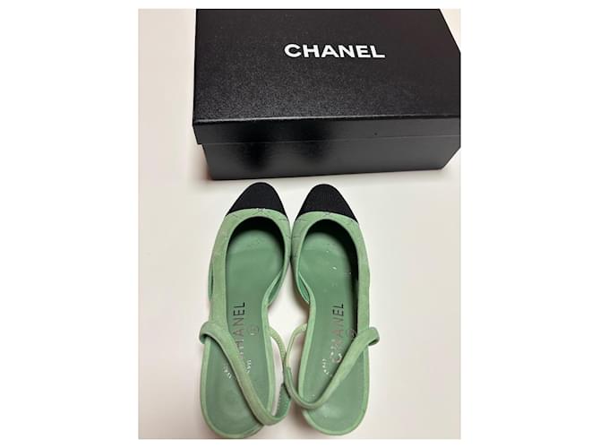 Cambon Slingbacks di Chanel Nero Verde - vista 6