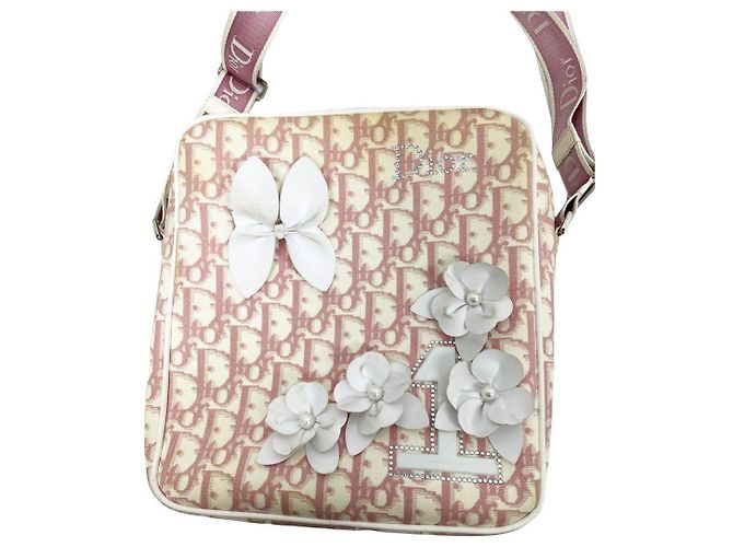 Clutch Christian Dior Rosa Monogramma Fiori Strass Nylon - vista 2