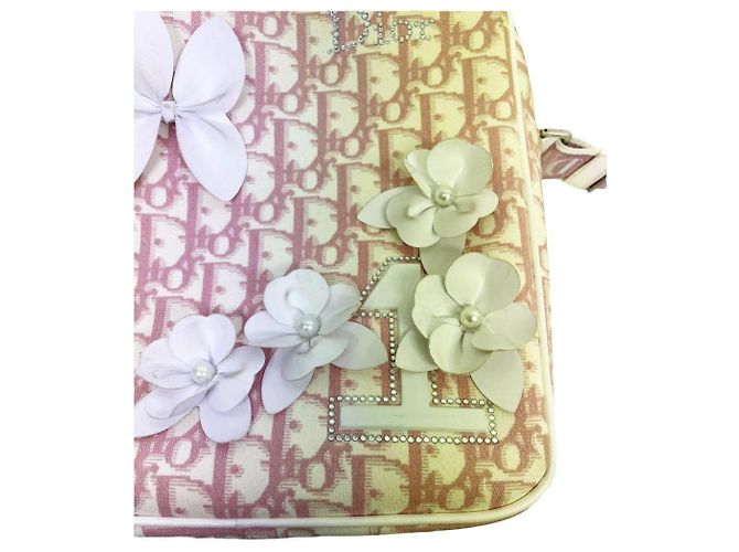Clutch Christian Dior Rosa Monogramma Fiori Strass Nylon - vista 8
