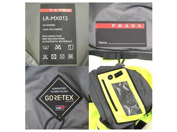 Giacca pullover a mezza zip in Gore-tex giallo fluorescente verde di Prada - vista 9