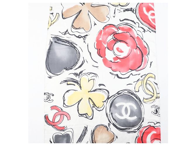 Chanel Seidenschal COCO Mark mit Blumenmuster Mehrfarben - Ansicht 3