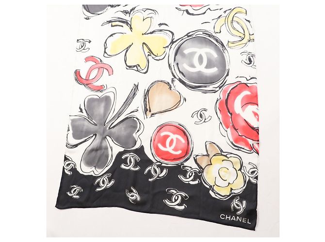 Chanel Seidenschal COCO Mark mit Blumenmuster Mehrfarben - Ansicht 4