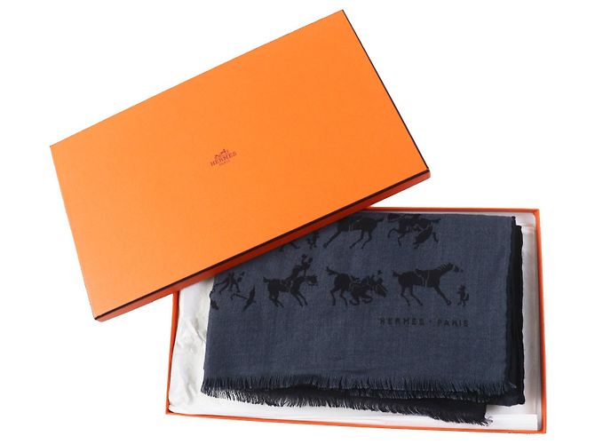 Hermès Sciarpa reversibile in seta cashmere con stampa di cavallo HERMES Nero - vista 2