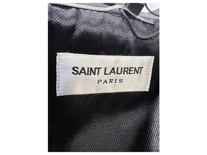 Giacca da motociclista slim-fit Saint Laurent in pelle nera - vista 11