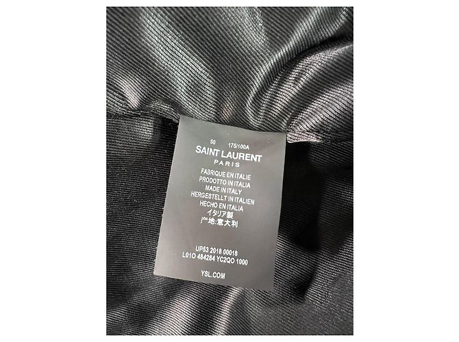 Giacca da motociclista slim-fit Saint Laurent in pelle nera - vista 12