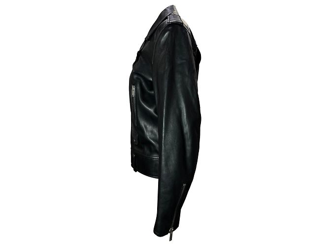 Giacca da motociclista slim-fit Saint Laurent in pelle nera - vista 2