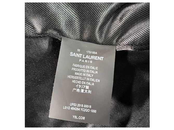 Giacca da motociclista slim-fit Saint Laurent in pelle nera - vista 6