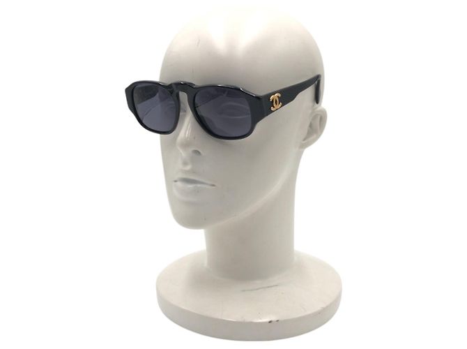 Chanel Vintage Coco Mark Square Sunglasses Black - view 4