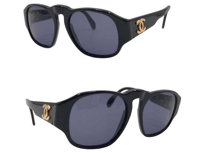 Chanel Vintage Coco Mark Square Sunglasses Black - view 6