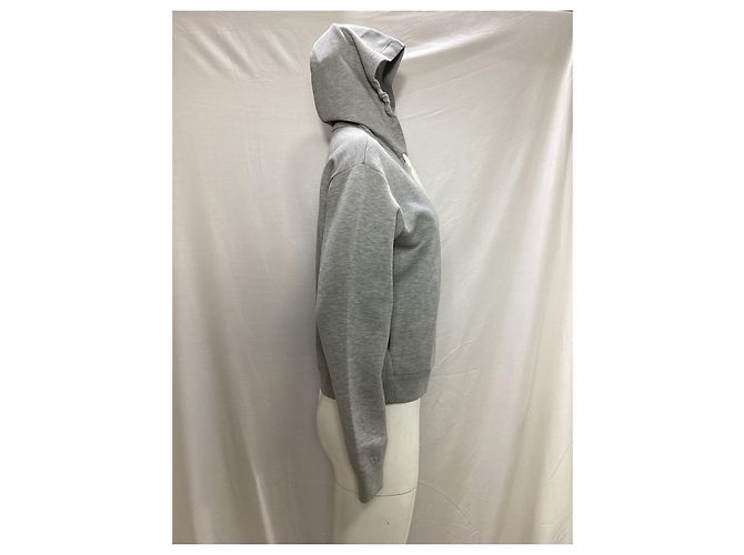 Felpa con zip Louis Vuitton Stamp in cotone grigio - vista 11