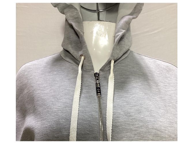 Felpa con zip Louis Vuitton Stamp in cotone grigio - vista 13