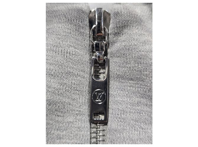 Felpa con zip Louis Vuitton Stamp in cotone grigio - vista 17