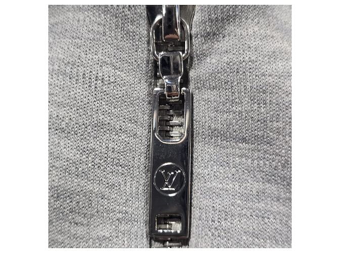 Felpa con zip Louis Vuitton Stamp in cotone grigio - vista 8