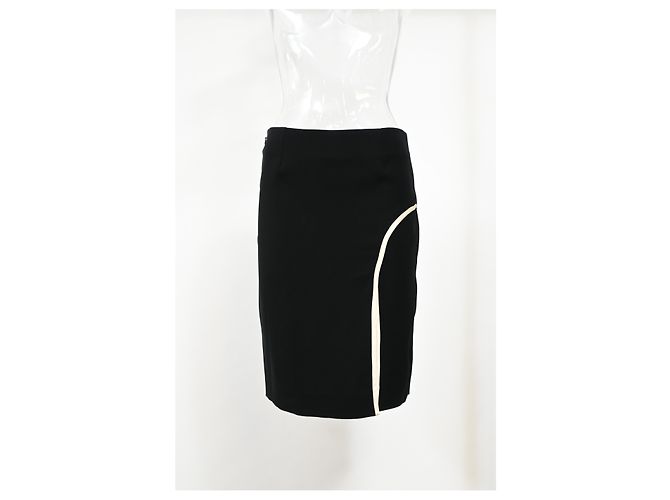 Falda lápiz mini Lanvin con ribete en viscosa negra Negro - vista 5