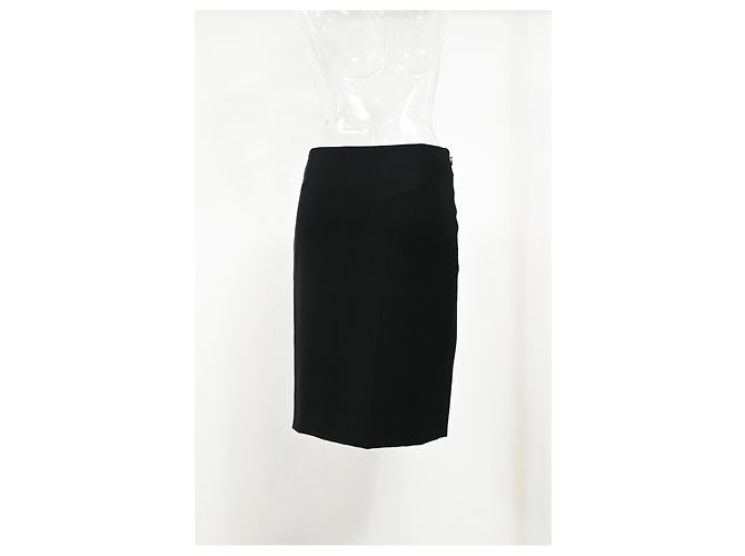 Falda lápiz mini Lanvin con ribete en viscosa negra Negro - vista 7