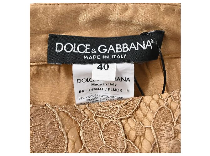 Falda lápiz midi en viscosa marrón con detalles de encaje Dolce & Gabbana Castaño - vista 4