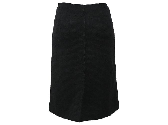 Falda midi A-line de lana tweed negra Prada Negro - vista 3