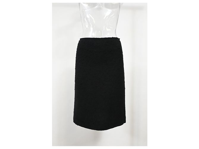 Falda midi A-line de lana tweed negra Prada Negro - vista 5