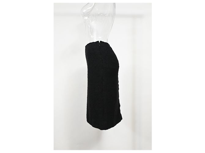 Falda midi A-line de lana tweed negra Prada Negro - vista 6