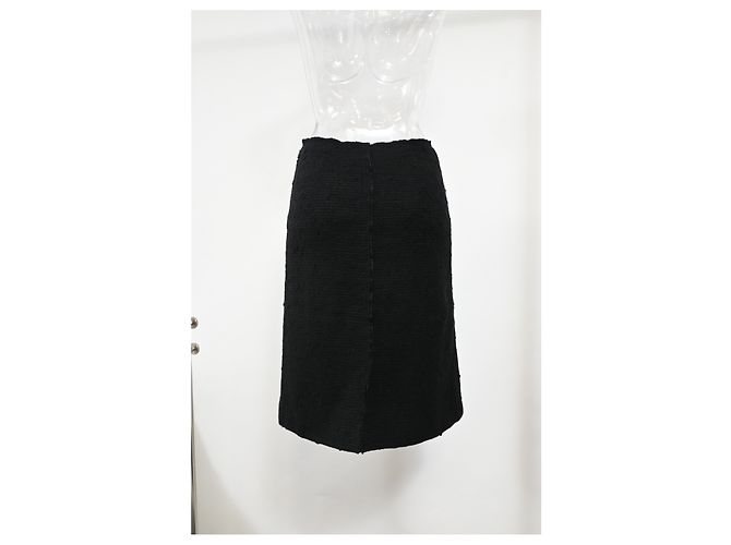 Falda midi A-line de lana tweed negra Prada Negro - vista 7