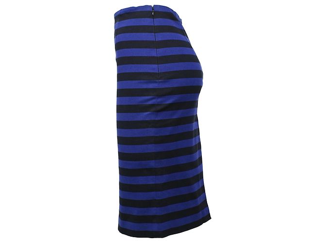 Falda midi ajustada a rayas de Prada en algodón negro y azul Multicolor - vista 2