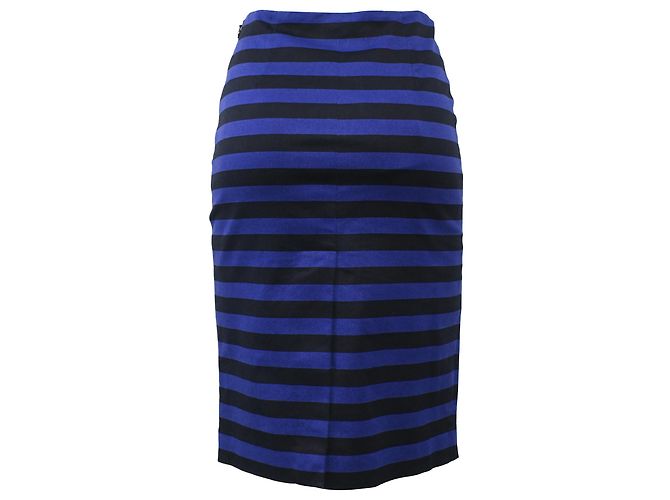 Falda midi ajustada a rayas de Prada en algodón negro y azul Multicolor - vista 3