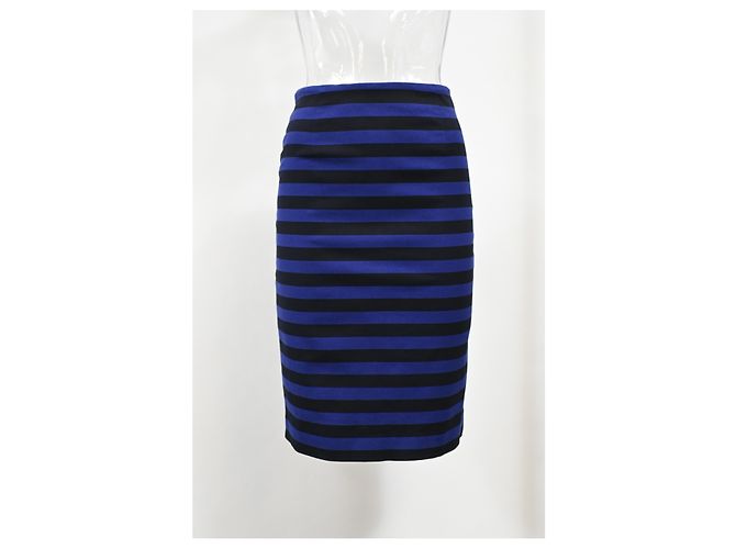 Falda midi ajustada a rayas de Prada en algodón negro y azul Multicolor - vista 5