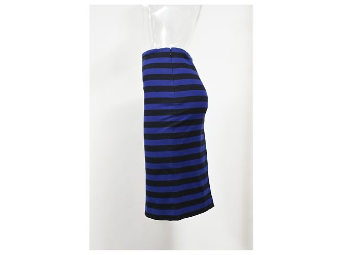 Falda midi ajustada a rayas de Prada en algodón negro y azul Multicolor - vista 6
