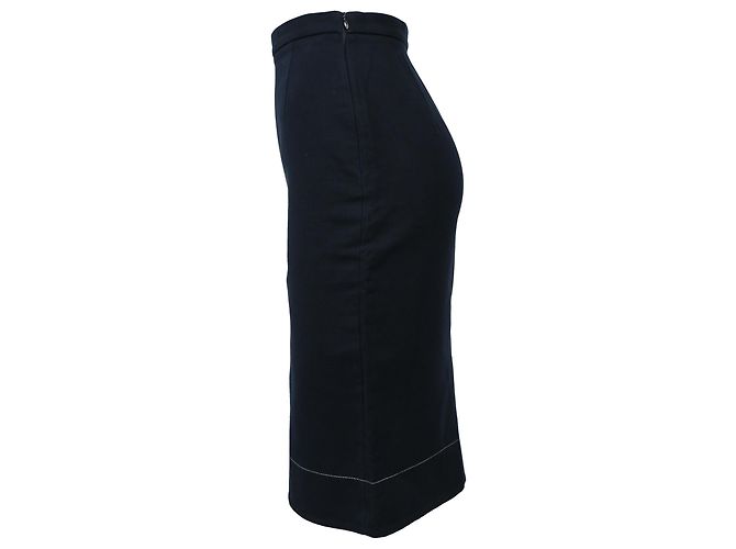 Falda lápiz midi Prada en lana azul marino - vista 2