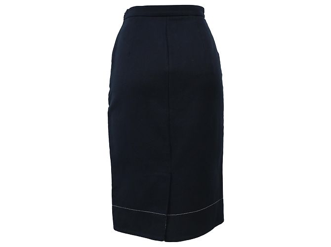 Falda lápiz midi Prada en lana azul marino - vista 3