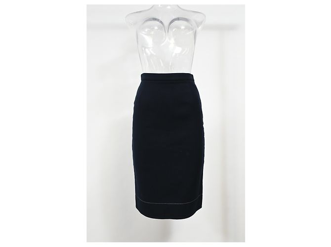 Falda lápiz midi Prada en lana azul marino - vista 5