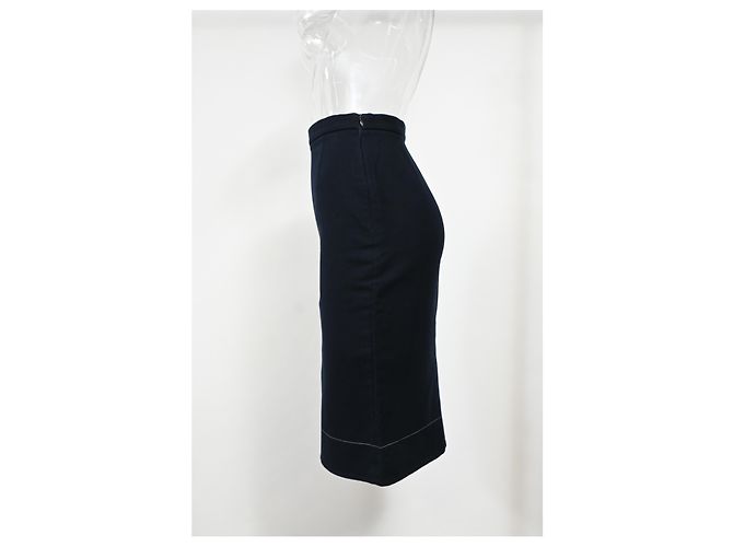 Falda lápiz midi Prada en lana azul marino - vista 6