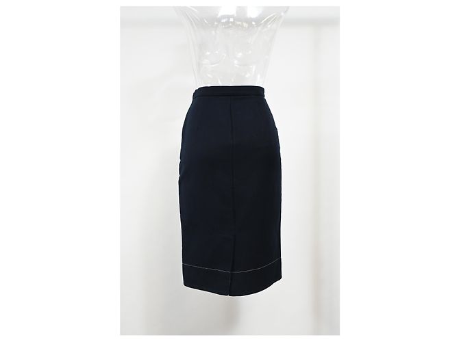 Falda lápiz midi Prada en lana azul marino - vista 7