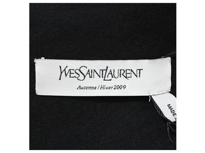 Saia lápis mini em lã preta com detalhe envolvente Saint Laurent Preto - vista 4