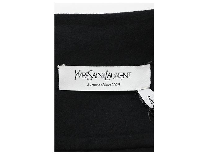 Saia lápis mini em lã preta com detalhe envolvente Saint Laurent Preto - vista 8
