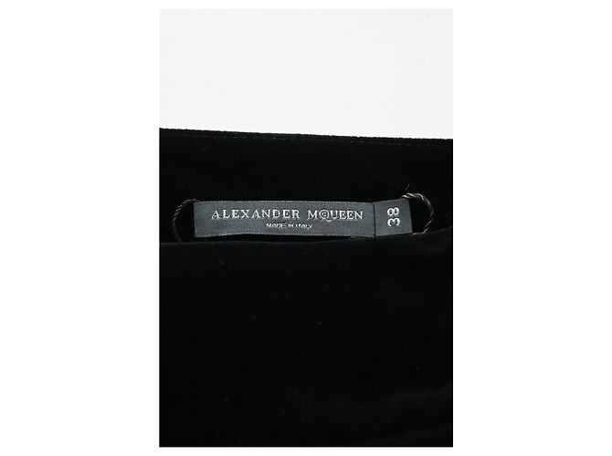 Saia midi A-line Alexander Mcqueen em veludo preto - vista 8