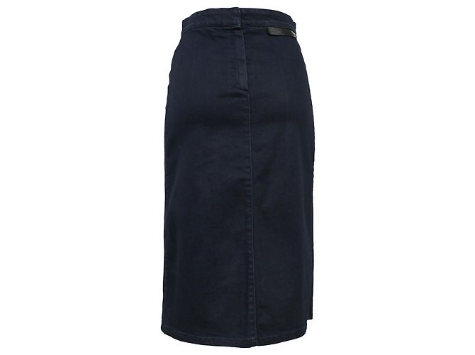 Stella Mc Cartney Falda lápiz midi con abertura frontal en denim azul de Stella McCartney - vista 3