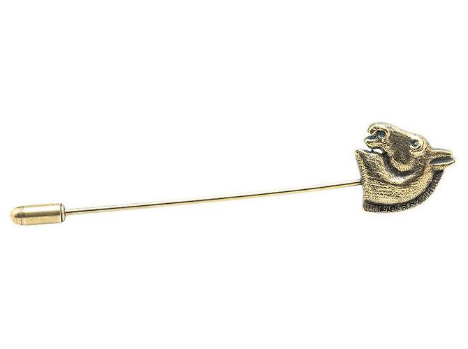 Hermès Spilla a forma di testa di cavallo Hermes Cheval in oro D'oro Metallico - vista 2