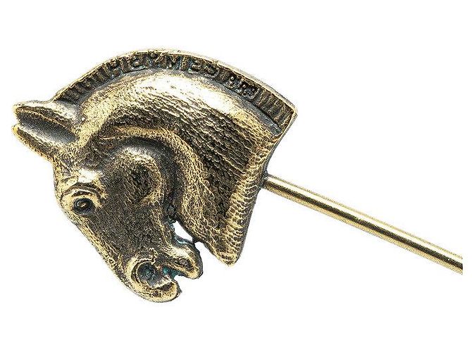 Hermès Spilla a forma di testa di cavallo Hermes Cheval in oro D'oro Metallico - vista 4