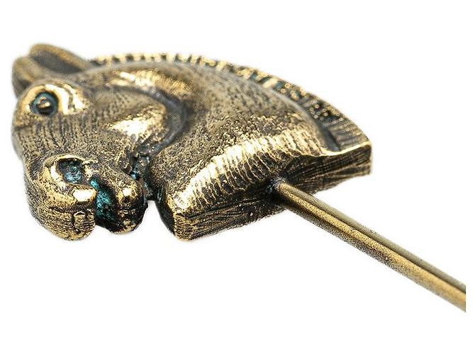Hermès Spilla a forma di testa di cavallo Hermes Cheval in oro D'oro Metallico - vista 5