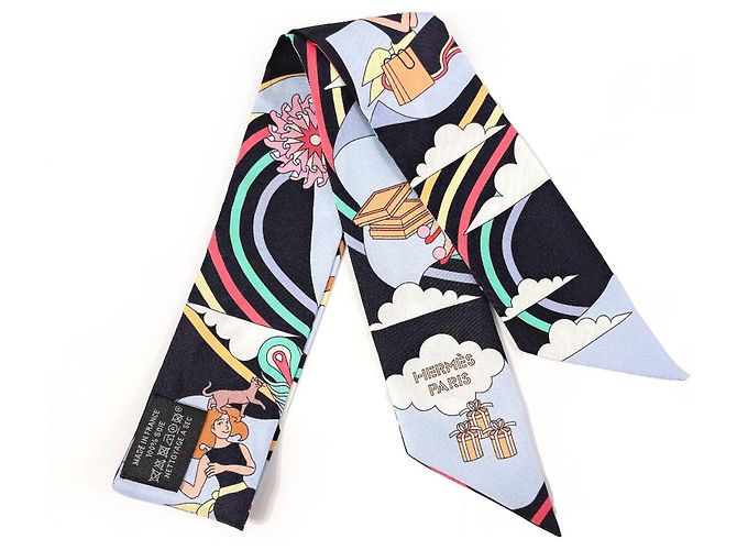 Hermès Sciarpa Twilly CARRES VOLANTS in seta Hermes Multicolore - vista 3